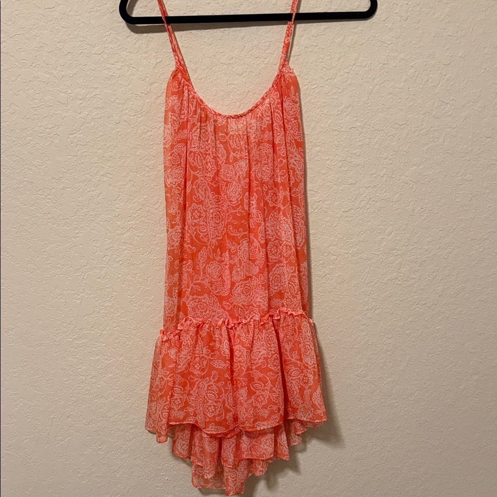 Misa Los Angeles Coral Paisley Ruffle Hem Sundress size xs